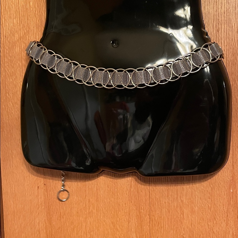 Adjustable Silver Tone Ring Chain Maille Hook End… - image 2